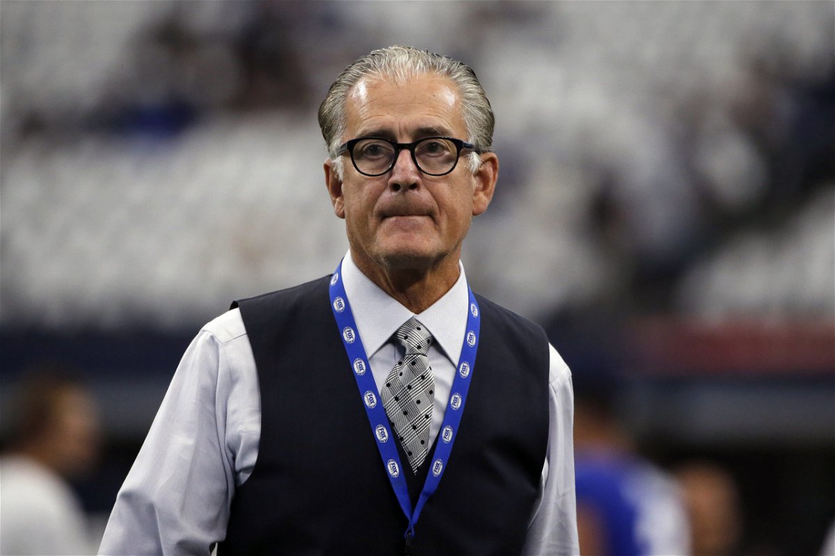 FILE - In this Sept. 8, 2019, file photo, former NFL official Mike Pereira walks across the field before a football game between the New York Giants and Dallas Cowboys in Arlington, Texas. Pereira knows the pressure the officiating crew will be under for Super Bowl 57. He used to be their boss before going to Fox in 2010 as the network’s rules analyst. Pereira’s move started a wave of former officials heading to networks as rules analysts. While it has kept viewers informed, it has also increased scrutiny on crews. 