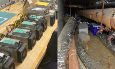 The equipment used in the alleged cryptocurrency mining operation