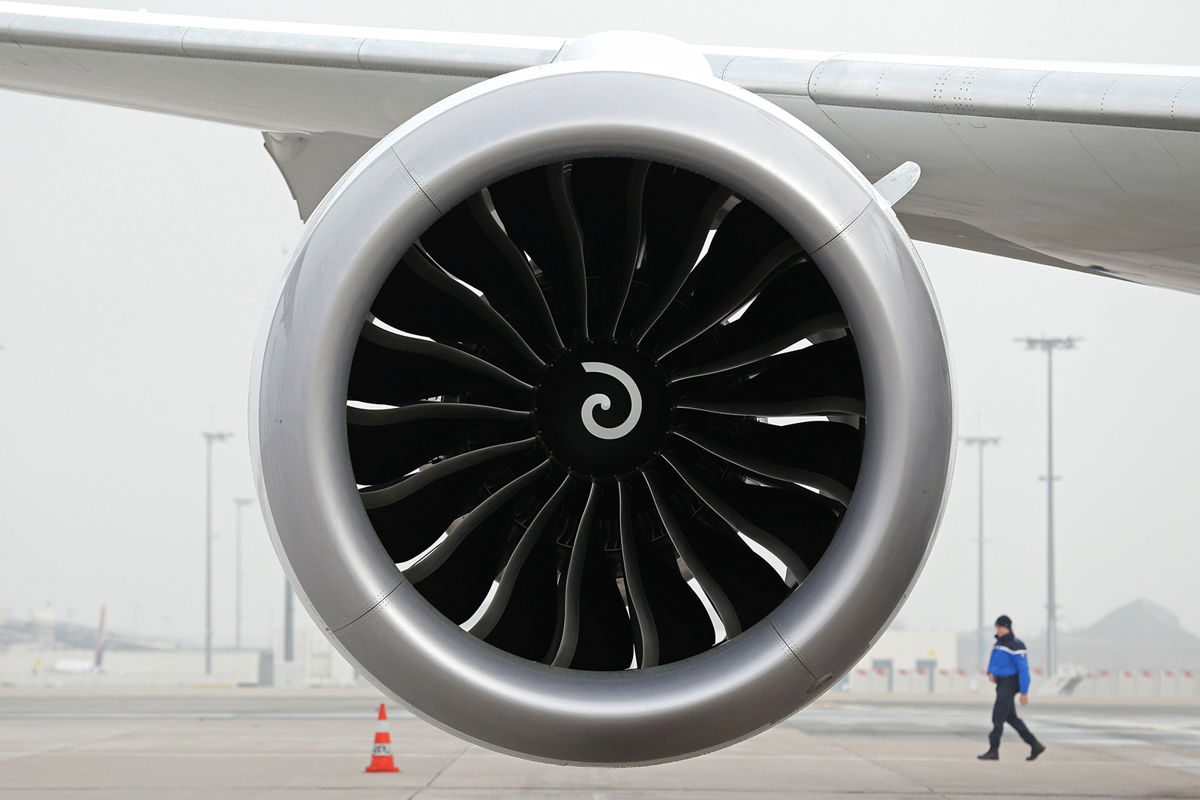 <i>Benoit Tessier/Reuters</i><br/>The engine of a Boeing 787-9 Dreamliner is seen as the aircraft sits on the tarmac at Charles de Gaulle Airport in Paris.