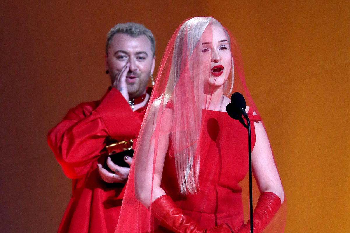 <i>Johnny Nunez/Getty Images</i><br/>Kim Petras accepted the Grammy for best pop duo/group performance for her song 