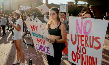 Abortion rights protesters chant during a Pro Choice rally at the Tucson Federal Courthouse in Tucson