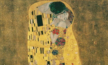 "The Kiss" by Gustav Klimt (1908). "The Kiss" is notable for its heavy use of gold foil. It was produced at the height of Klimt's so-called "Golden Period
