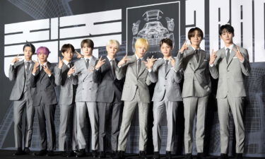 NCT 127 at a press conference in September 2022 in Seoul.