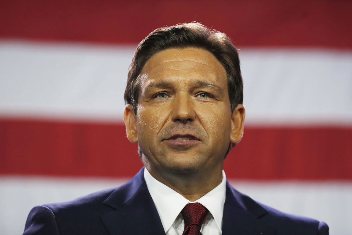 <i>Octavio Jones/Getty Images</i><br/>Florida Gov. Ron DeSantis gives a victory speech after defeating Democratic gubernatorial candidate Rep. Charlie Crist during his election night watch party at the Tampa Convention Center on November 8