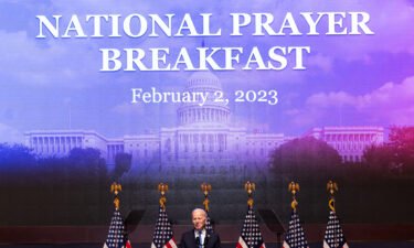 President Joe Biden delivers remarks at the National Prayer Breakfast at the U.S. Capitol on February 2 in Washington.