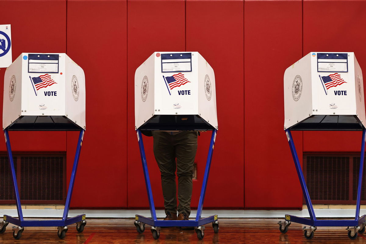 <i>Michael M. Santiago/Getty Images</i><br/>Lawmakers in 32 states have introduced bills to restrict voting. People cast their vote on Election Day on November 02