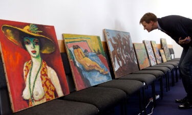 Art by Wolfgang Beltracchi pictured at a court in Cologne