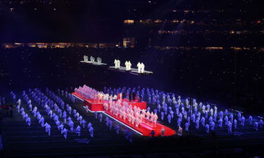 Rihanna performs onstage during the Apple Music Super Bowl LVII Halftime Show at State Farm Stadium