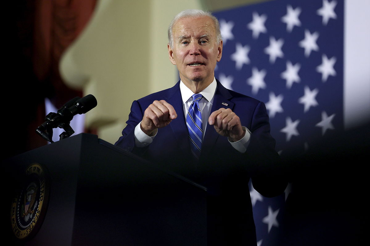 <i>Joe Raedle/Getty Images</i><br/>President Joe Biden speaks during an event to discuss Social Security and Medicare Thursday