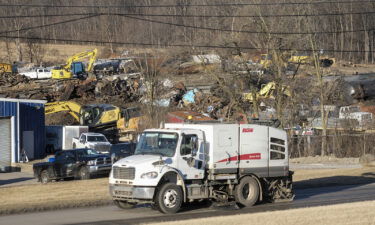 Work crews and contractors remove and dispose of wreckage from a Norfolk Southern train derailment in East Palestine