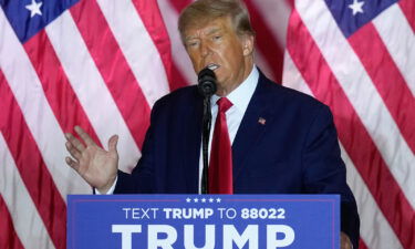 Former President Donald Trump speaks as he announces a third run for president