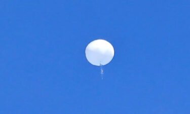 A Chinese balloon drifts above the Atlantic Ocean off the coast of the Carolinas before being shot down on February 4.