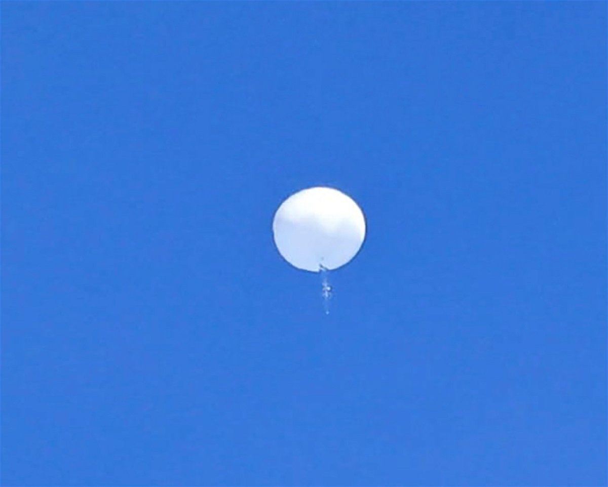 <i>Travis Huffstetler/AP</i><br/>A Chinese balloon drifts above the Atlantic Ocean off the coast of the Carolinas before being shot down on February 4.