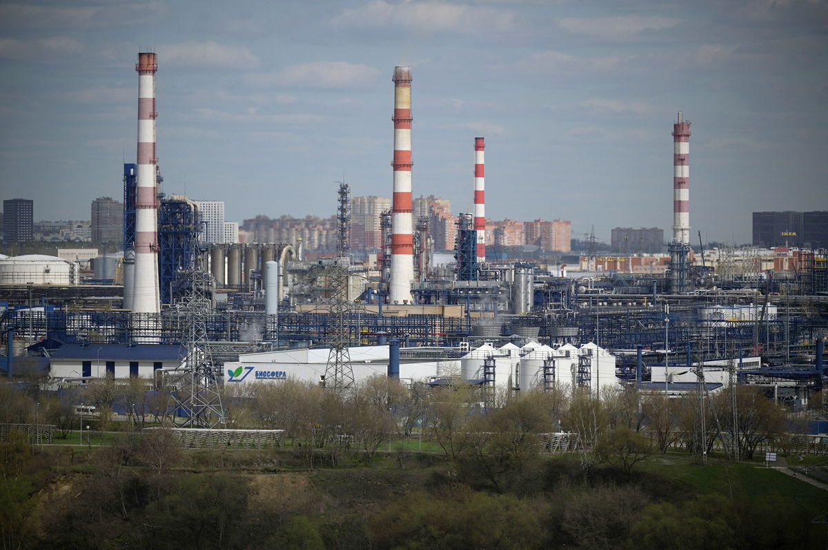 <i>Natalia Kolesnikova/AFP/Getty Images</i><br/>Russia will cut crude oil production by half a million barrels per day starting in March. Pictured is a Russian oil refinery on the south-eastern outskirts of Moscow on April 28