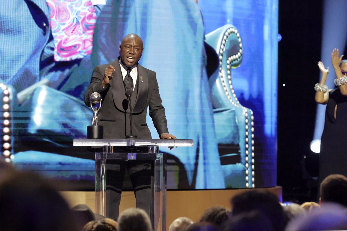 <i>Amy Sussman/Getty Images</i><br/>Benjamin Crump accepts the Social Justice Impact Award at the NAACP Image Awards on February 25.