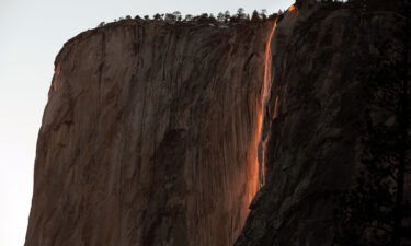 "Firefall" is seen at Yosemite National Park on February 23