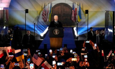 President Joe Biden speaks after meeting with Polish President Andrzej Duda in Warsaw