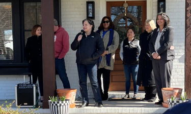 Jennifer McClellan speaks to a crowd on February 21.