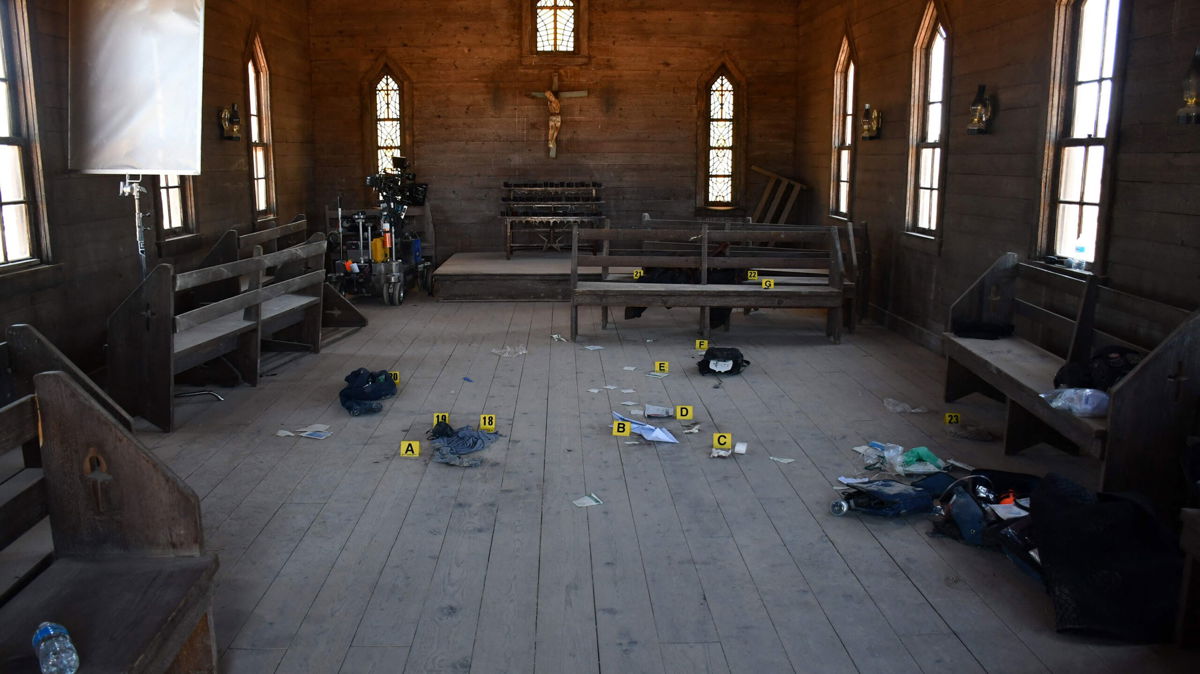 <i>Santa Fe County Sheriff's Office/AFP via Getty Images</i><br/>A photo of the scene of the shooting on the set of the movie 'Rust' in Santa Fe