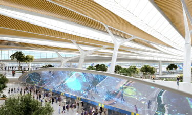 A digital rendering of the airport terminal's interior.