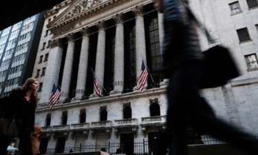 US stocks dropped on Tuesday as retail earnings disappoint. Pictured is the New York Stock Exchange on February 14.