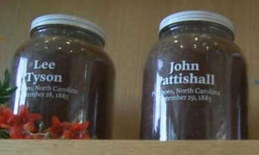 Chatham County records show that at least six people were victims of lynching from the post-Civil War era to 1950. Their names and dates of their death are labeled on jars filled with soil collected from where the lynchings took place.