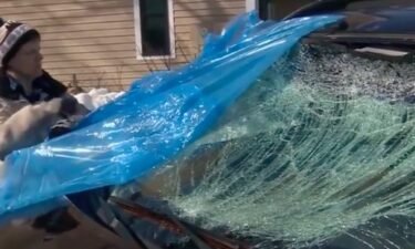 A driver escaped serious injury this weekend when a sheet of ice crashed through her windshield on Interstate 495.