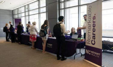 Attendees at a healthcare career fair at Cape Fear Community College in Wilmington