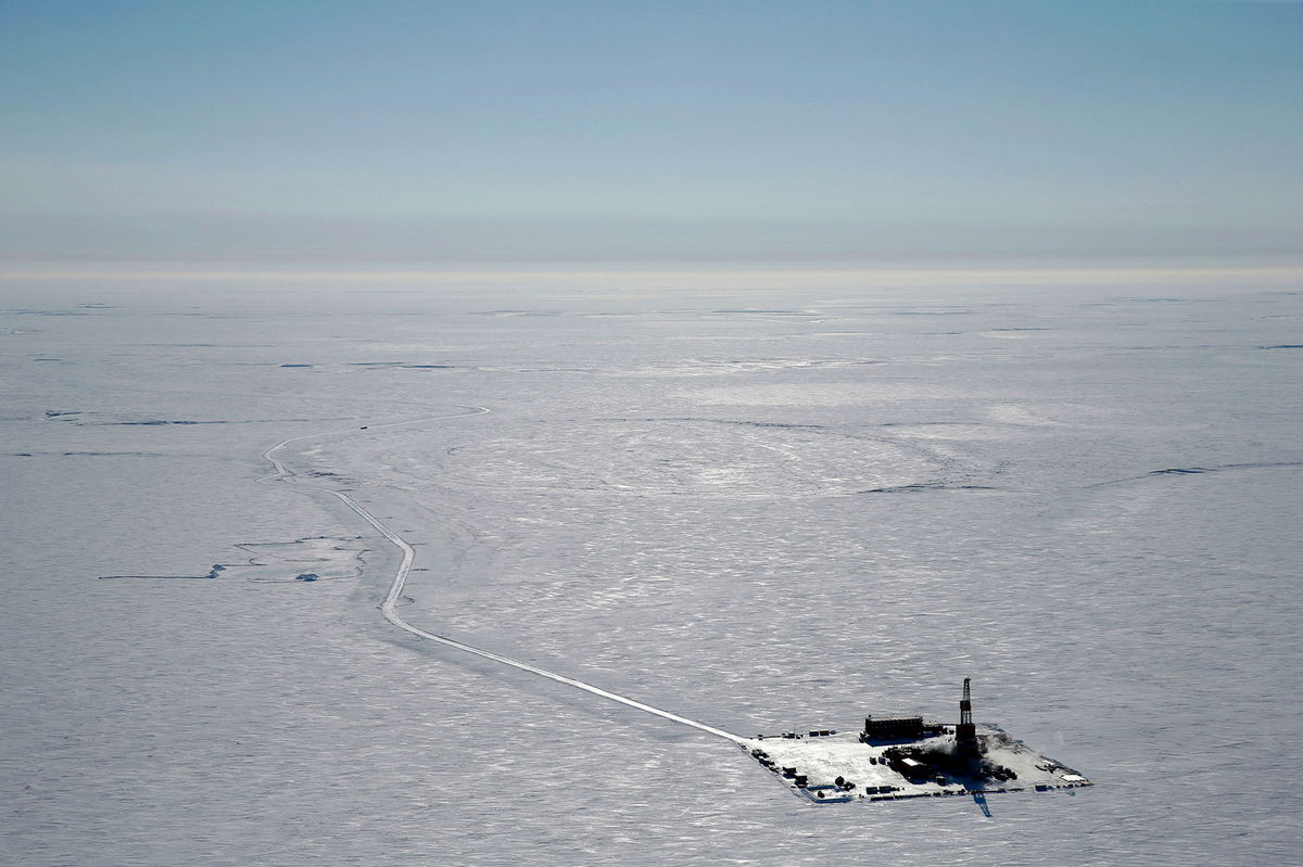 <i>ConocoPhillips/AP</i><br/>An exploratory drilling camp is seen here at the proposed site of the Willow oil project on Alaska's North Slope.