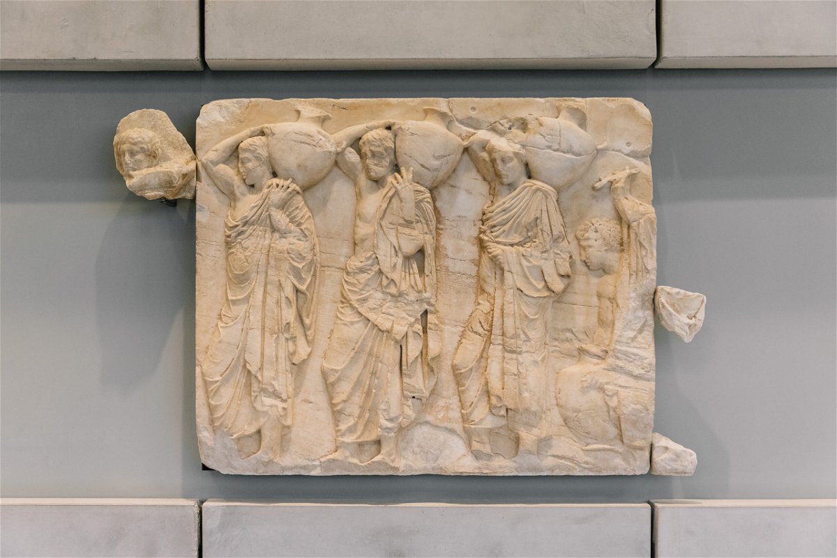<i>Acropolis Museum</i><br/>The three returned fragments were displayed in a ceremony in an exhibition space purpose-built for the Parthenon Marbles at the Acropolis Museum.