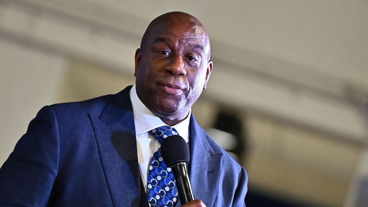 <i>Derek White/Getty Images/FILE</i><br/>Magic Johnson pictured on March 17