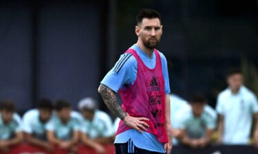 Lionel Messi in training ahead of Argentina's match against Panama.