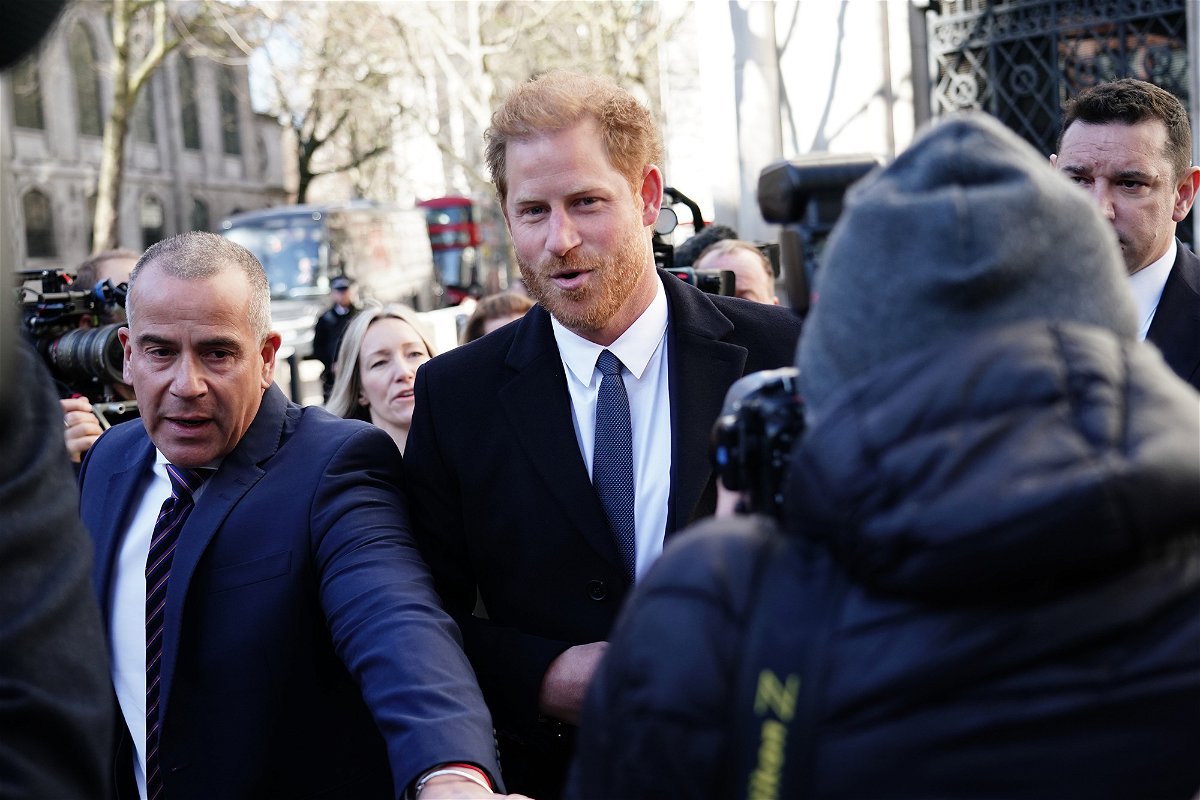 The Duke of Sussex arrives at the Royal Courts Of Justice in central London on Monday.