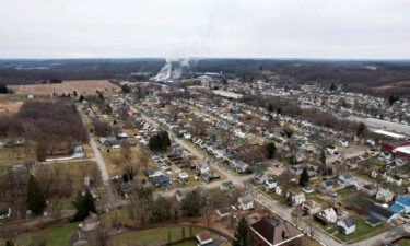 An aerial view from February 6 shows a plume of smoke