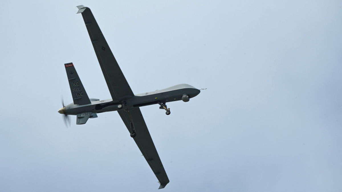 <i>Senior Airman Christa Anderson/U.S. Air National Guard</i><br/>A Russian fighter jet forced down a US Air Force drone over the Black Sea on March 14 after damaging the propeller of the American MQ-9 Reaper drone