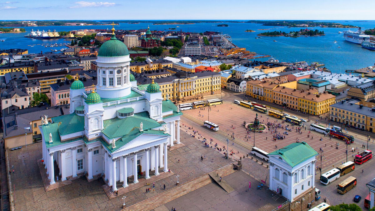 <i>espiegle/Adobe Stock</i><br/>Helsinki cityscape with Lutheran cathedral at Senate square Aerial is pictured.