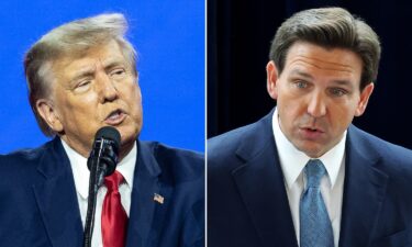 Former President Donald Trump (left) and Florida Gov. Ron DeSantis are pictured here in a split image.