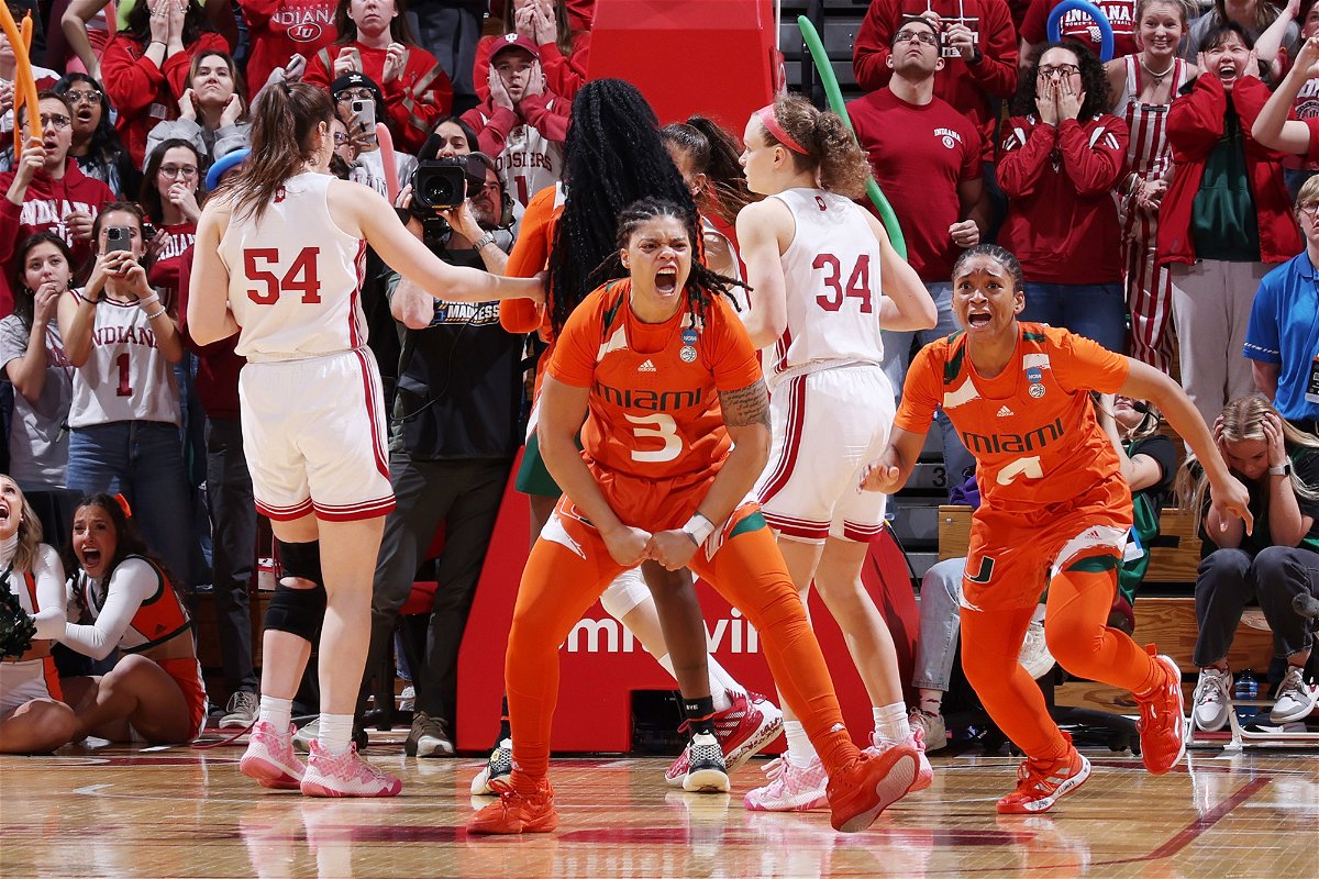 <i>Joe Robbins/NCAA Photos/Getty Images</i><br/>Destiny Harden celebrates after making the game-winning shot against the Indiana Hoosiers.