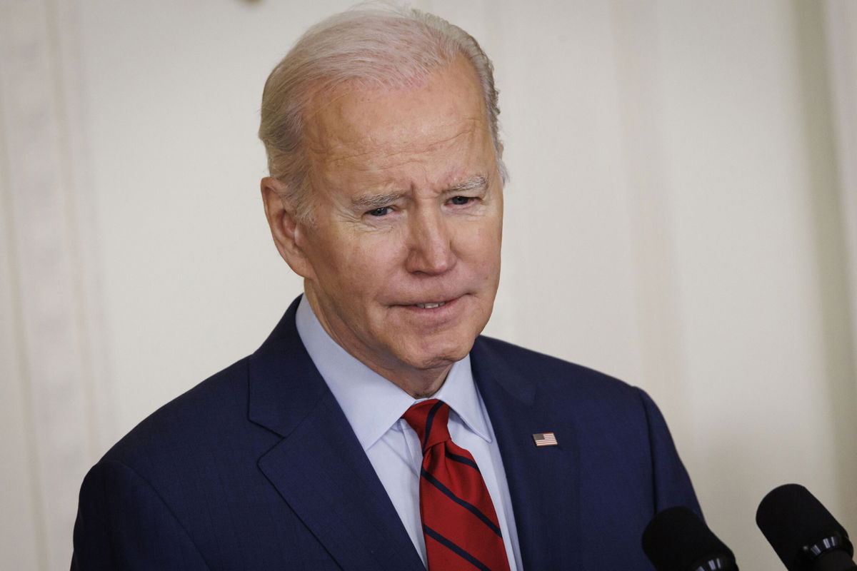 <i>Ting Shen/Bloomberg/Getty Images</i><br/>US President Joe Biden speaks in the East Room of the White House in Washington