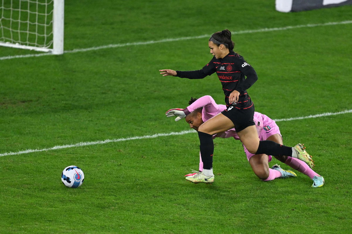 <i>Tommy Gilligan/USA TODAY Sports/Reuters</i><br/>Sophia Smith opened the scoring for the Thorns against the Kansas City Current in the 2022 NWSL Championship game.