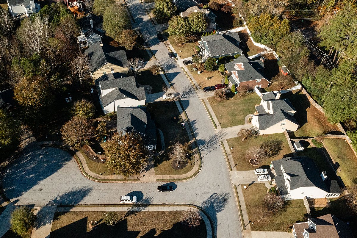 <i>Elijah Nouvelage/Bloomberg/Getty Images</i><br/>US home prices fell for the seventh month in a row in January. Pictured is a subdivision in Atlanta