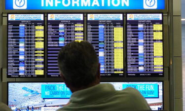 A man looks at the flight information board at Fort Lauderdale-Hollywood International Airport after an early morning FAA system outage caused delays across the country in January. Such incidents are making some people think twice before booking flights.