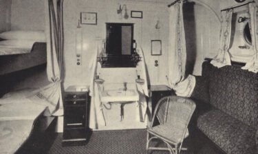 A glimpse inside one of the SS Laconia's passenger cabins.
