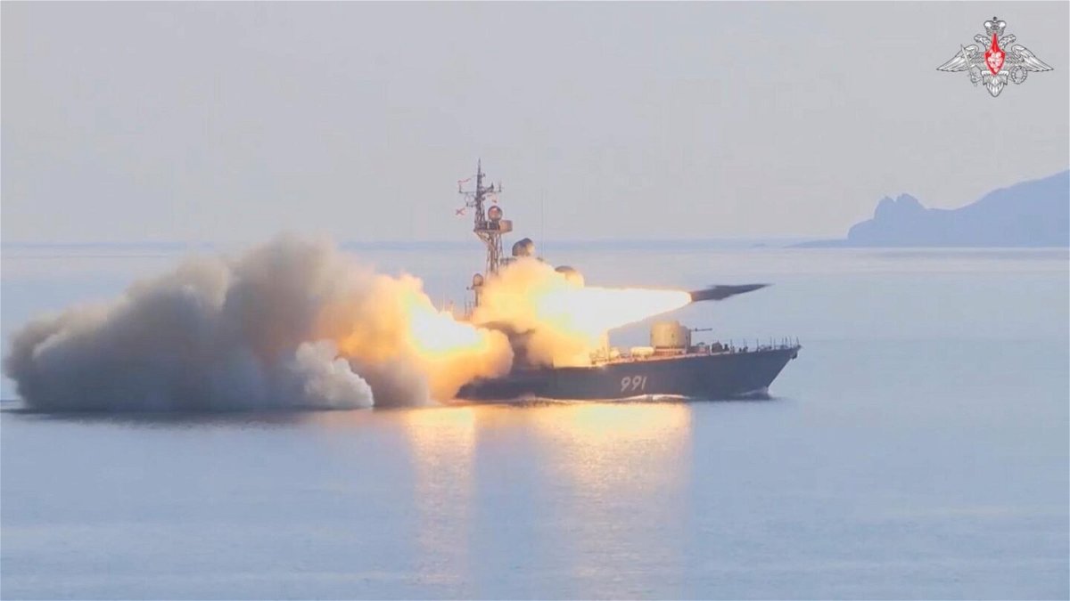 <i>Russian Defence Ministry/Reuters</i><br/>Russia's Pacific Fleet fired a pair of supersonic missiles at a mock target in waters off Japan's coast on Tuesday morning