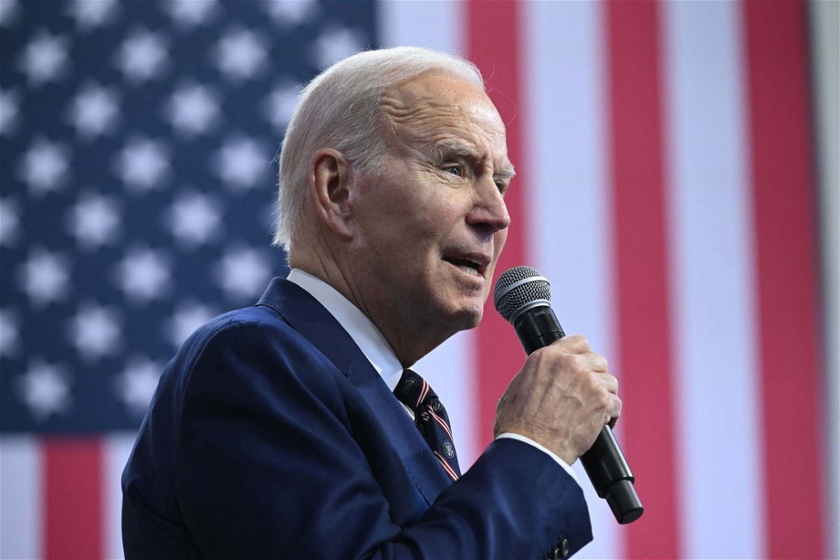 <i>Saul Loeb/AFP/Getty Images</i><br/>US President Joe Biden speaks about his proposed federal budget for the fiscal year 2024 at the Finishing Trades Institute in Philadelphia