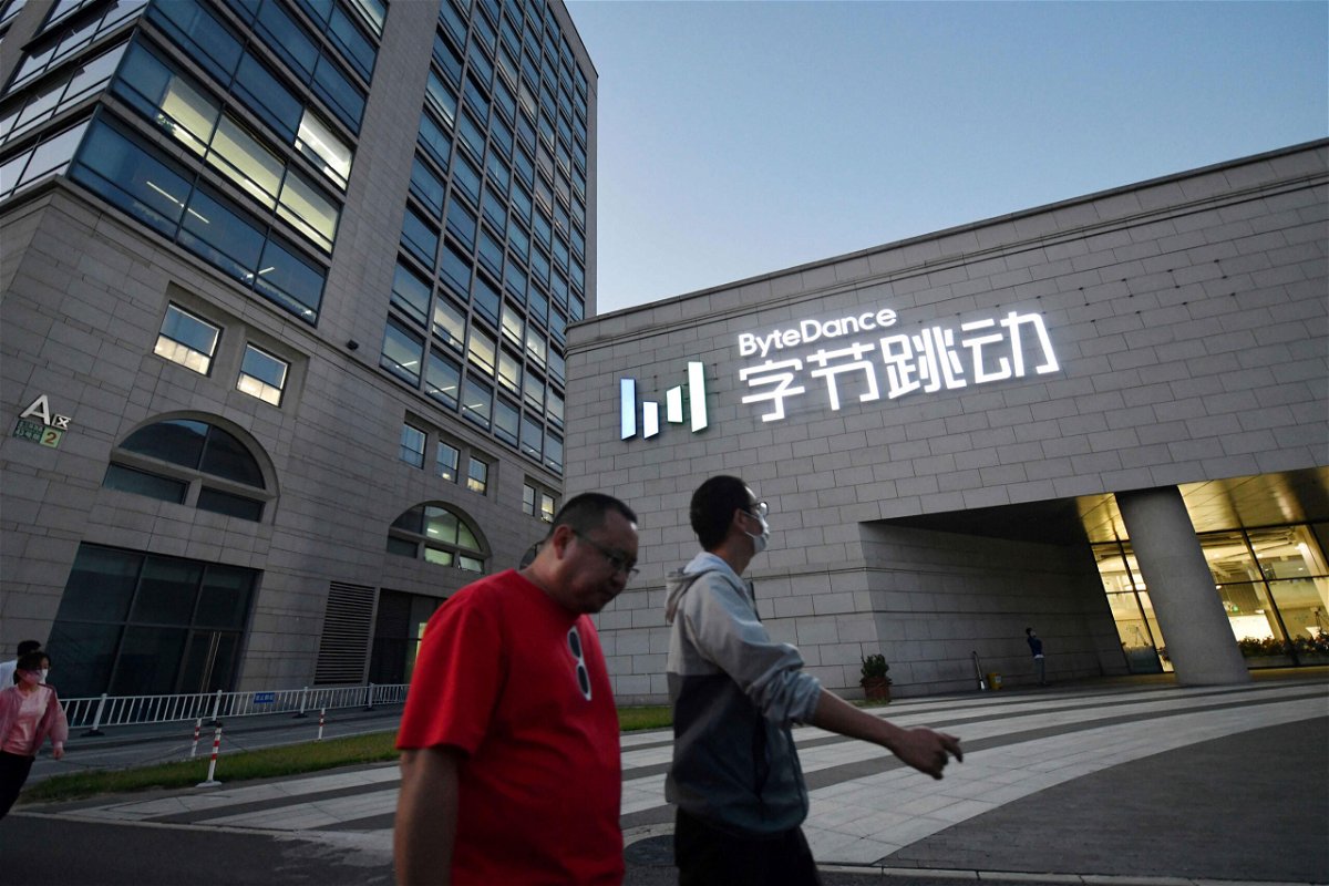 <i>Greg Baker/AFP/Getty Images</i><br/>People walk past the headquarters of ByteDance