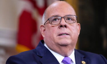 Larry Hogan addresses supporters after giving his farewell speech at the Maryland State House in Annapolis on January 10