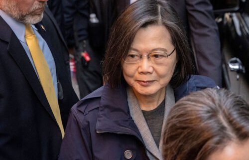 Taiwan's President Tsai Ing-wen leaves the Lotte Hotel in Manhattan in New York City on March 29.