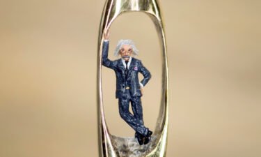 A miniscule sculpture of Albert Einstein