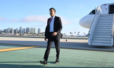 British Prime Minister Rishi Sunak arrives at San Diego International Airport on March 12